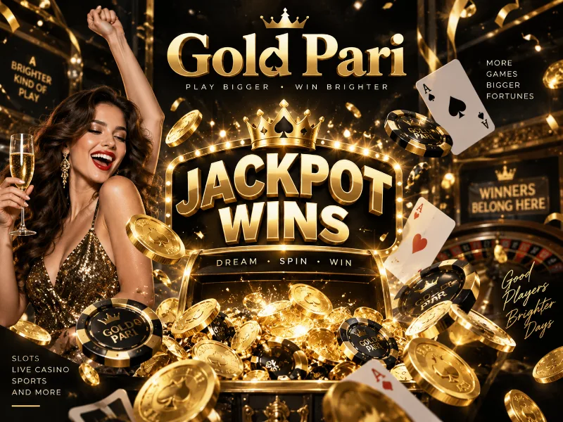 GoldPari jackpot wins promo banneri, jetonlar va o‘yinchi